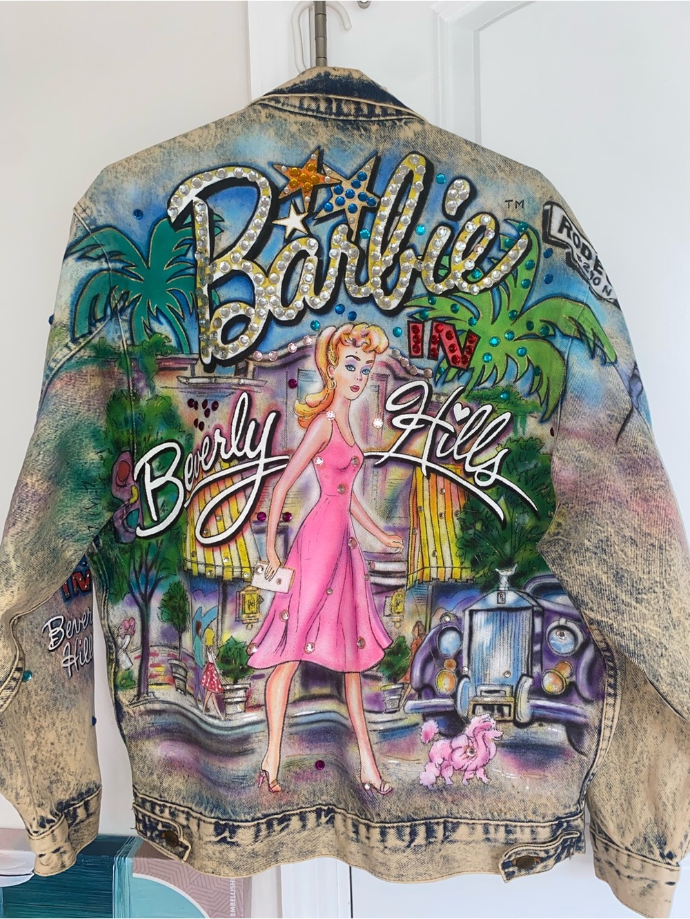 Barbie in Beverly Hills Denim Jacket buttons read ALAMO no tag fits XL - Picture 6 of 12